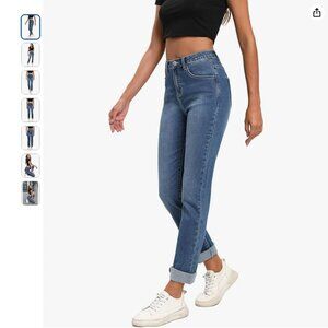Decivi | Classic Straight Leg Mid Rise Stretch Denim Jeans Ankle Length Large